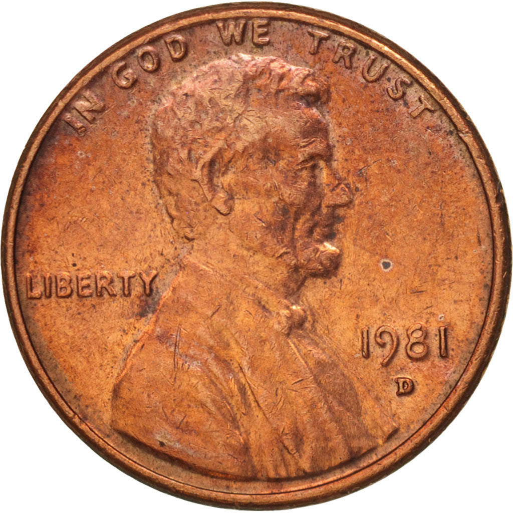 Coin, United States, Lincoln Cent, Cent, 1981, U.S. Mint, Denver, AU(55-58)
