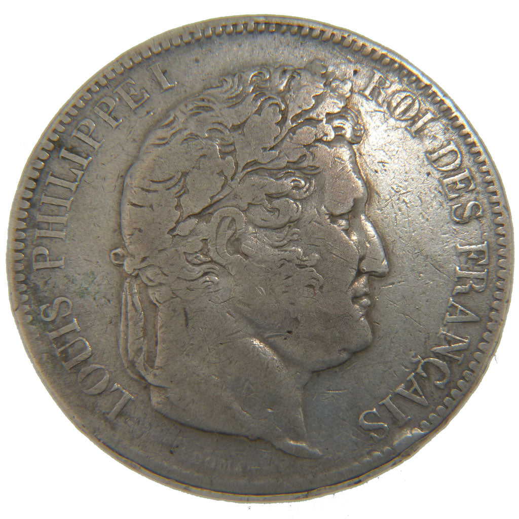 FRANCE, Louis-Philippe, 5 Francs, 1833, Bayonne, VF(30-35), Silver, Gadoury...
