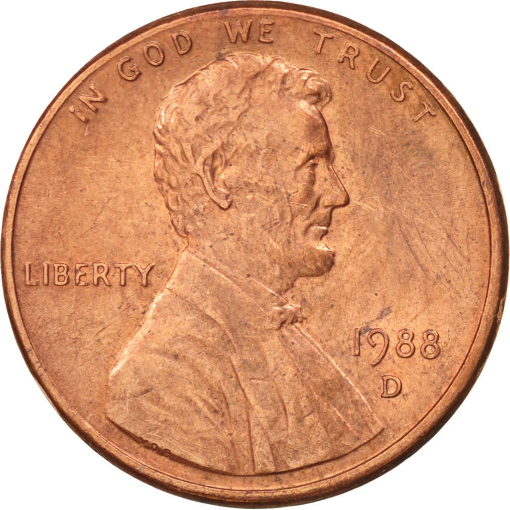 Monnaie, États-Unis, Lincoln Cent, Cent, 1988, U.S. Mint, Denver, SUP, Copper