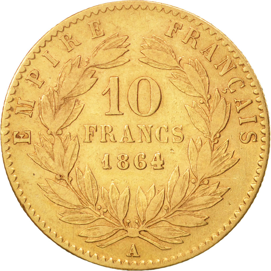 France, Napoleon III, 10 Francs, 1864, Paris, TTB, Gold, Gadoury:1015