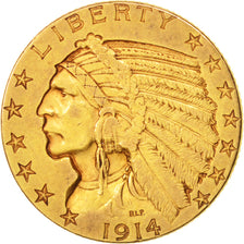 United States, Indian Head, $5, 1914, Philadelphia, AU(50-53), KM:129