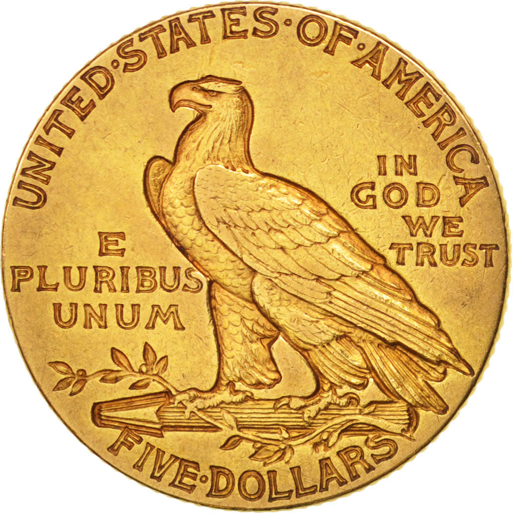 United States, Indian Head, $5, 1914, Philadelphia, AU(50-53), KM:129