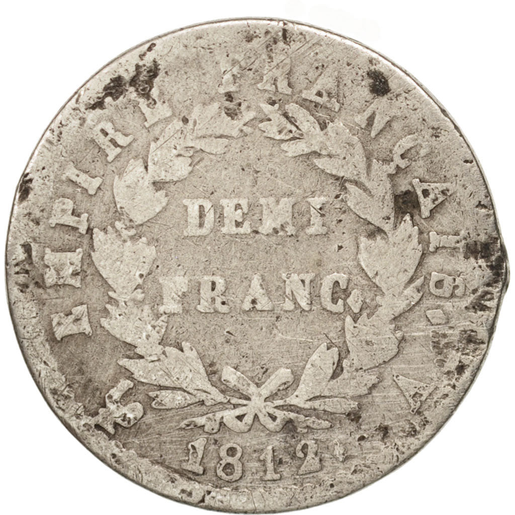 Frankreich, Napoléon I, 1/2 Franc, 1812, Paris, F(12-15), Silver, KM:691.1