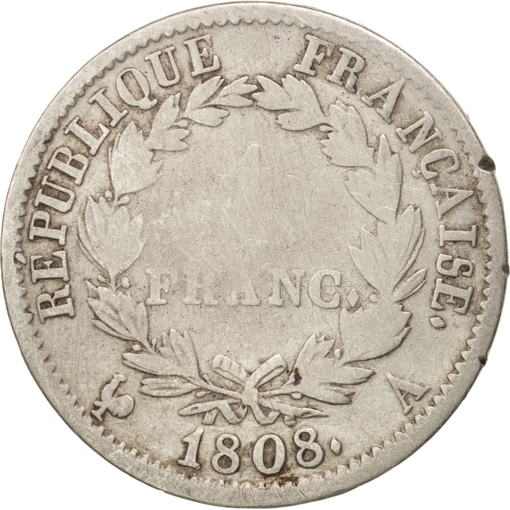 France, Napoléon I, Franc, 1808, Paris, VF(20-25), Silver, KM:682.1