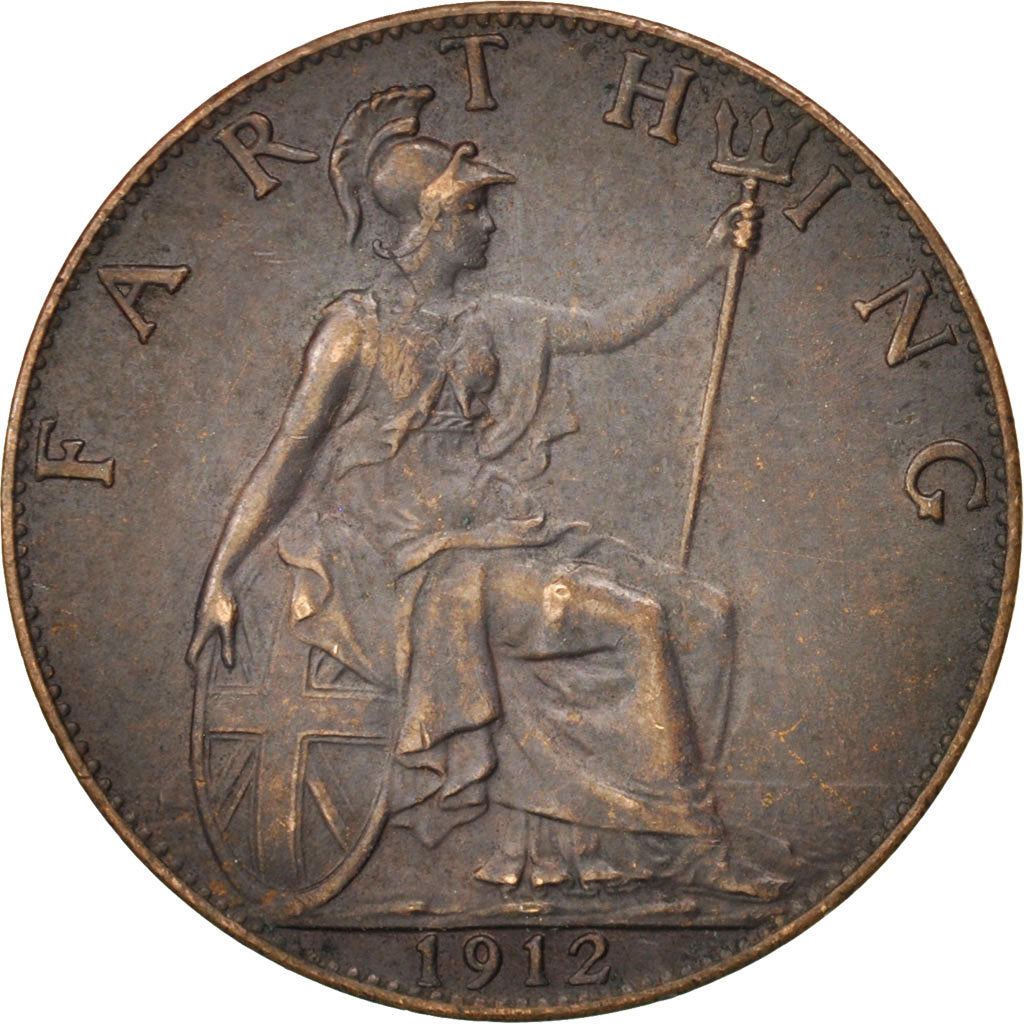 Great Britain, George V, Farthing, 1912, AU(50-53), Bronze, KM:808.1