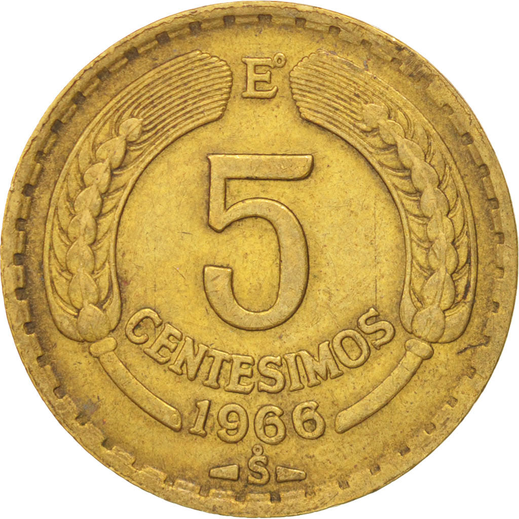 Chile, 5 Centesimos, 1966, EF(40-45), Aluminum-Bronze, KM:190