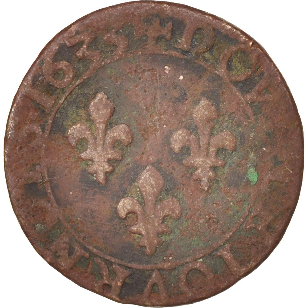 Monnaie, France, Louis XIII, Double tournois, buste juvénile au col fraisé
