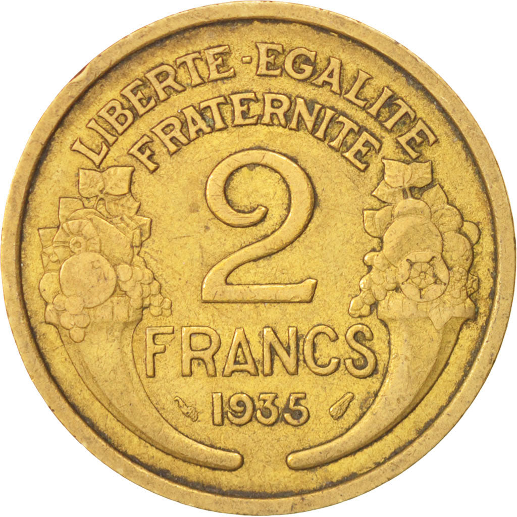 Münze, Frankreich, Morlon, 2 Francs, 1935, SS, Aluminum-Bronze, KM:886