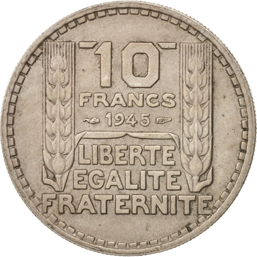 Moneda, Francia, Turin, 10 Francs, 1945, MBC+, Cobre - níquel, KM:908.1