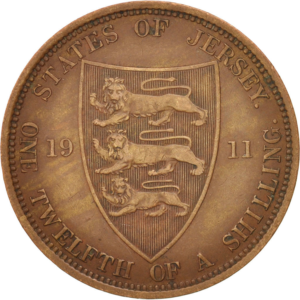Monnaie, Jersey, George V, 1/12 Shilling, 1911, TTB+, Bronze, KM:12