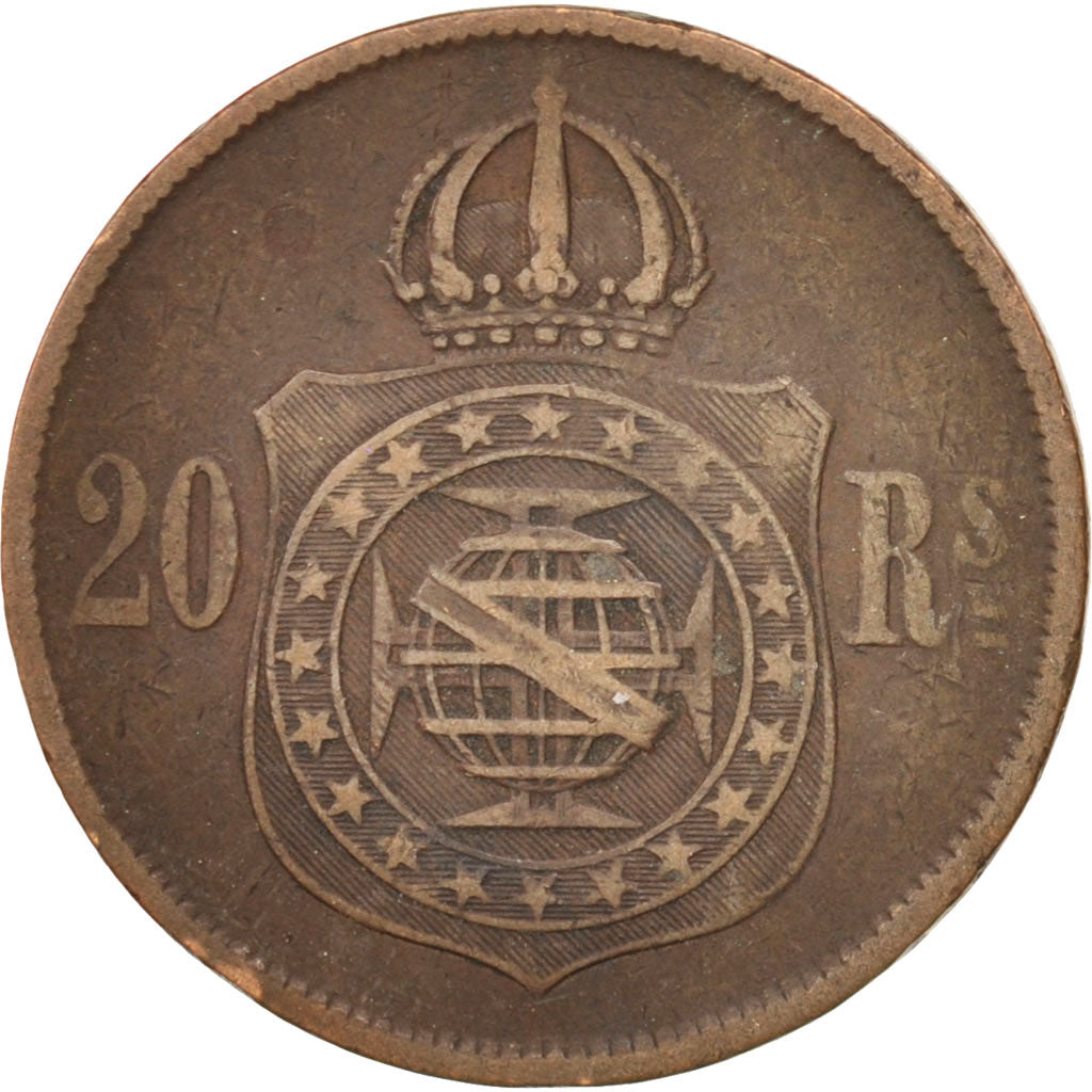 Monnaie, Brésil, Pedro II, 20 Reis, 1869, TB+, Bronze, KM:474