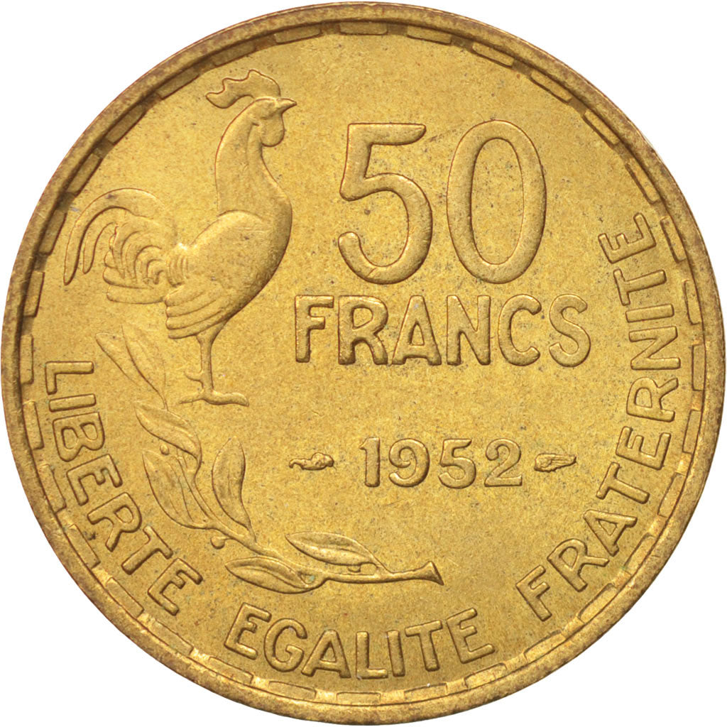 Coin, France, Guiraud, 50 Francs, 1952, Paris, MS(60-62), Aluminum-Bronze