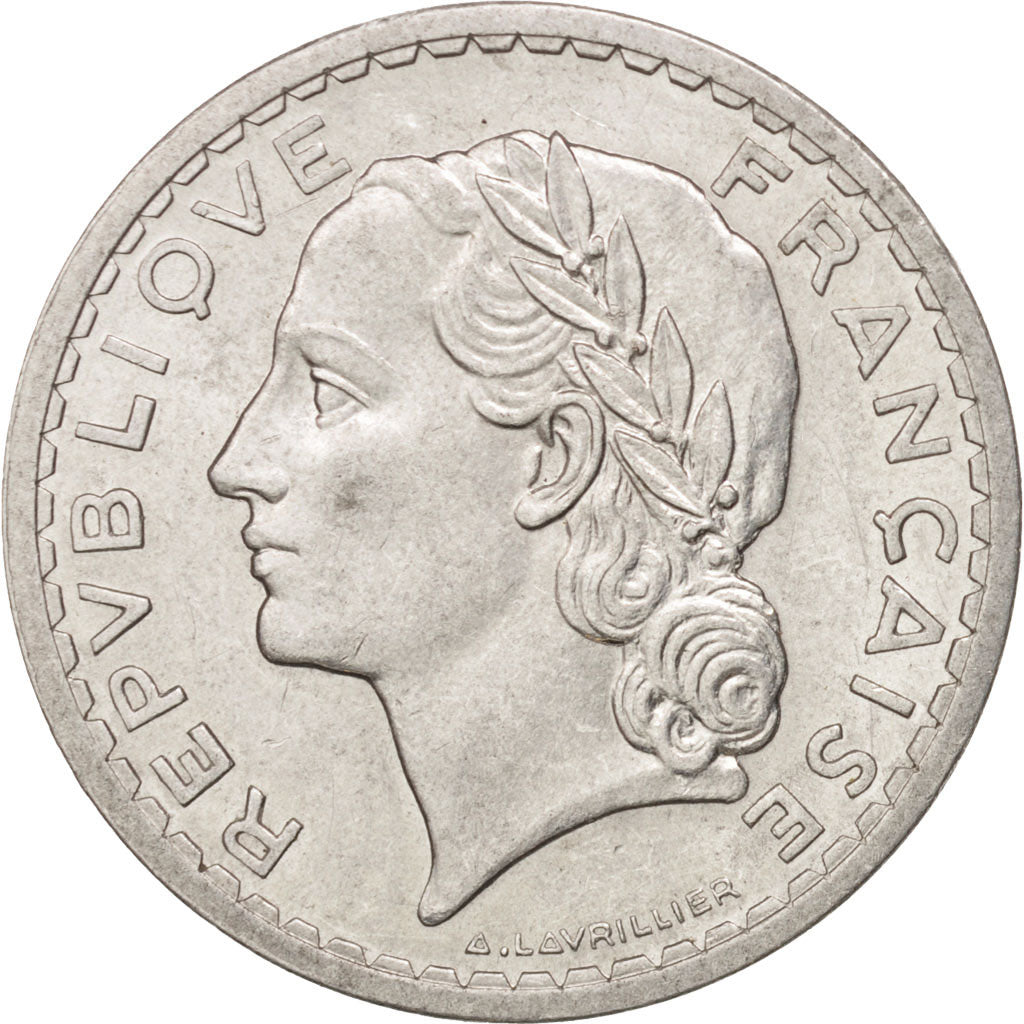 Munten, Frankrijk, Lavrillier, 5 Francs, 1945, Beaumont le Roger, UNC-