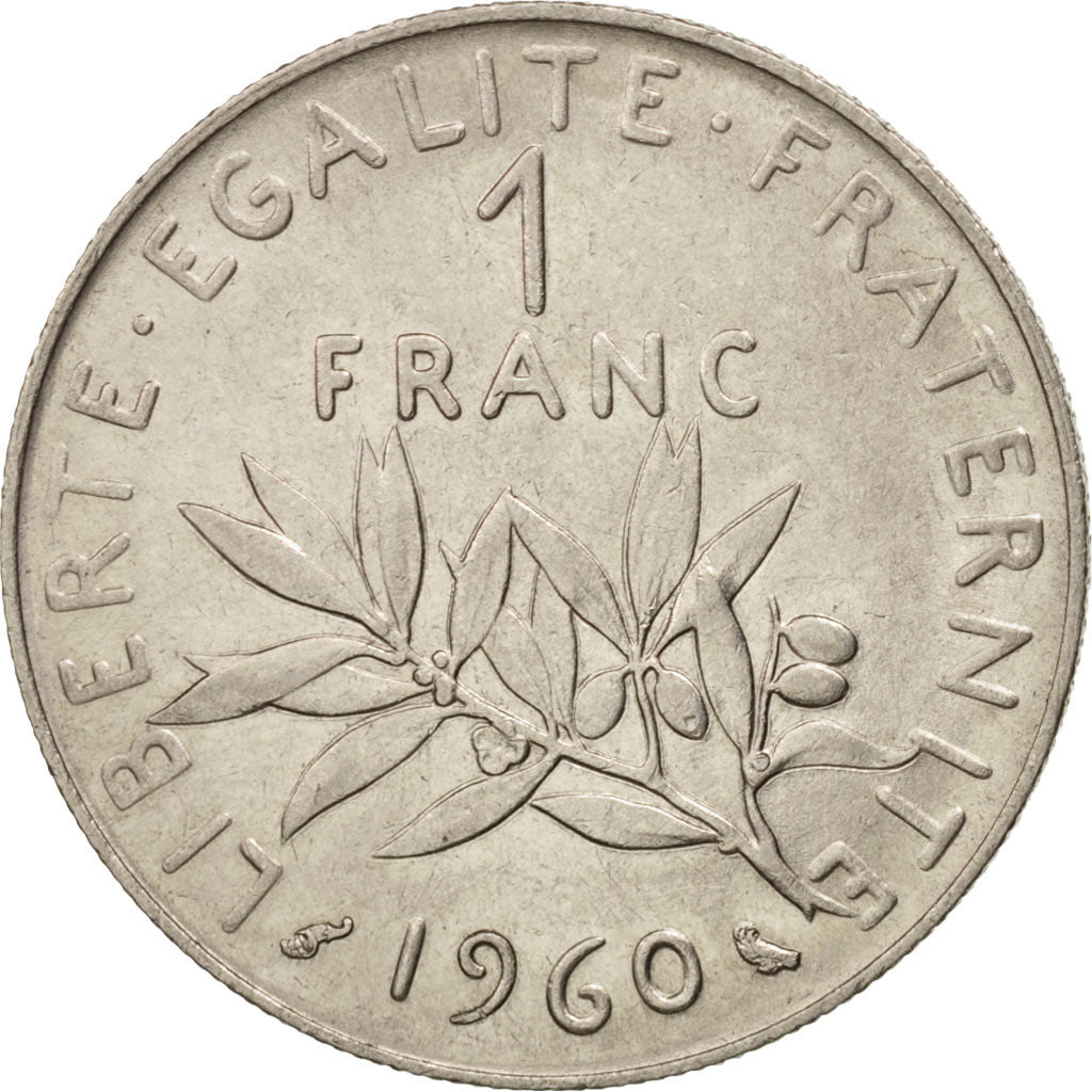 France, Semeuse, Franc, 1960, Paris, AU(55-58), Nickel, KM:925.1, Gadoury:474