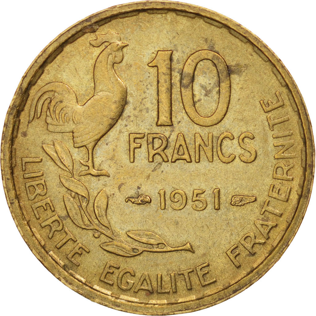 Monnaie, France, Guiraud, 10 Francs, 1951, Paris, SUP, Aluminum-Bronze
