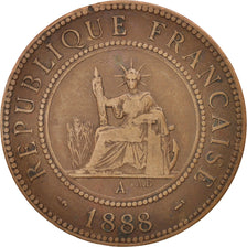 FRENCH INDO-CHINA, Cent, 1888, Paris, EF(40-45), Bronze, KM:1, Lecompte:40