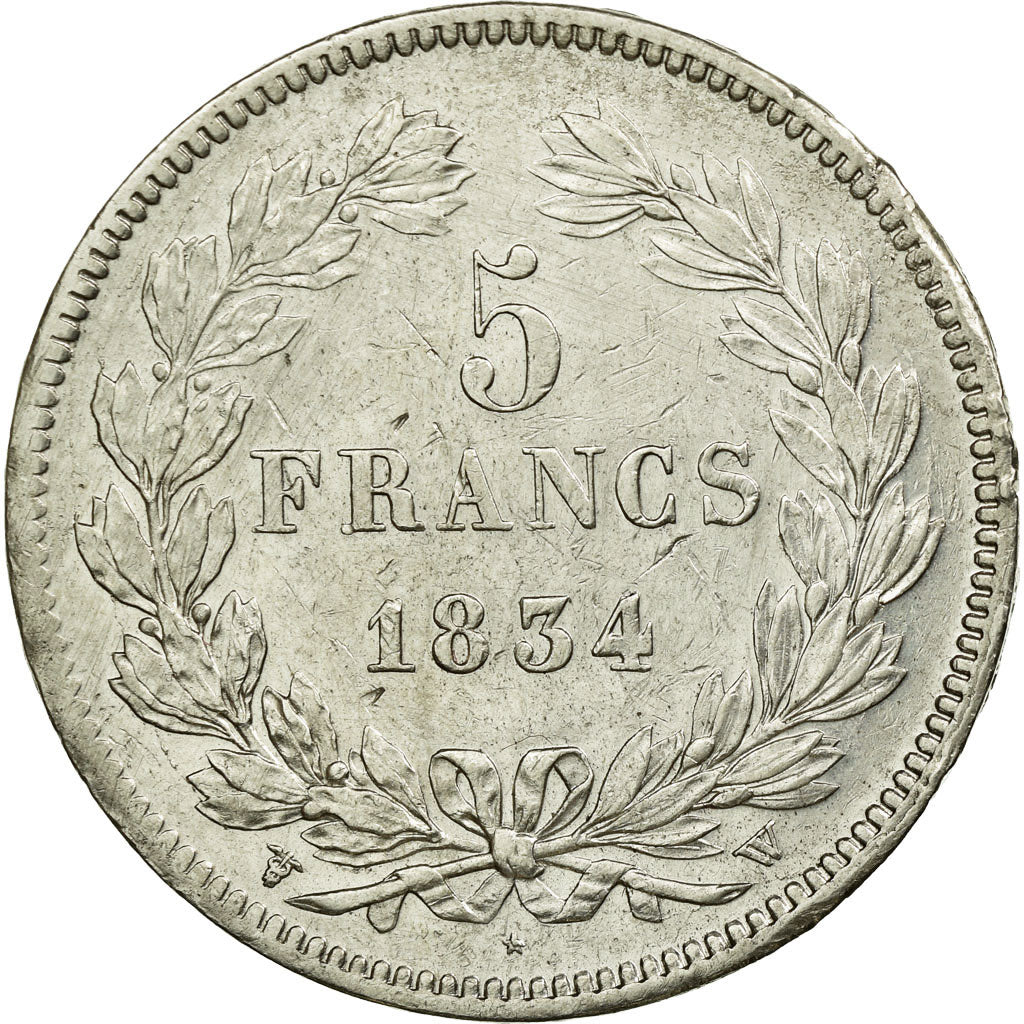 Coin, France, Louis-Philippe, 5 Francs, 1834, Nantes, VF(30-35), Silver