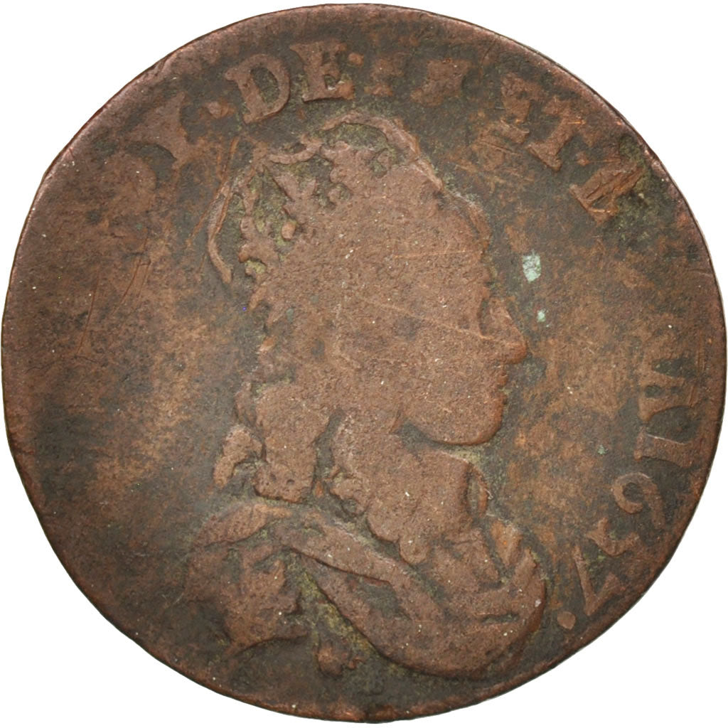 France, Louis XIV, Liard de France, 1657, Meung-sur-Loire, VF(20-25), KM:192.6