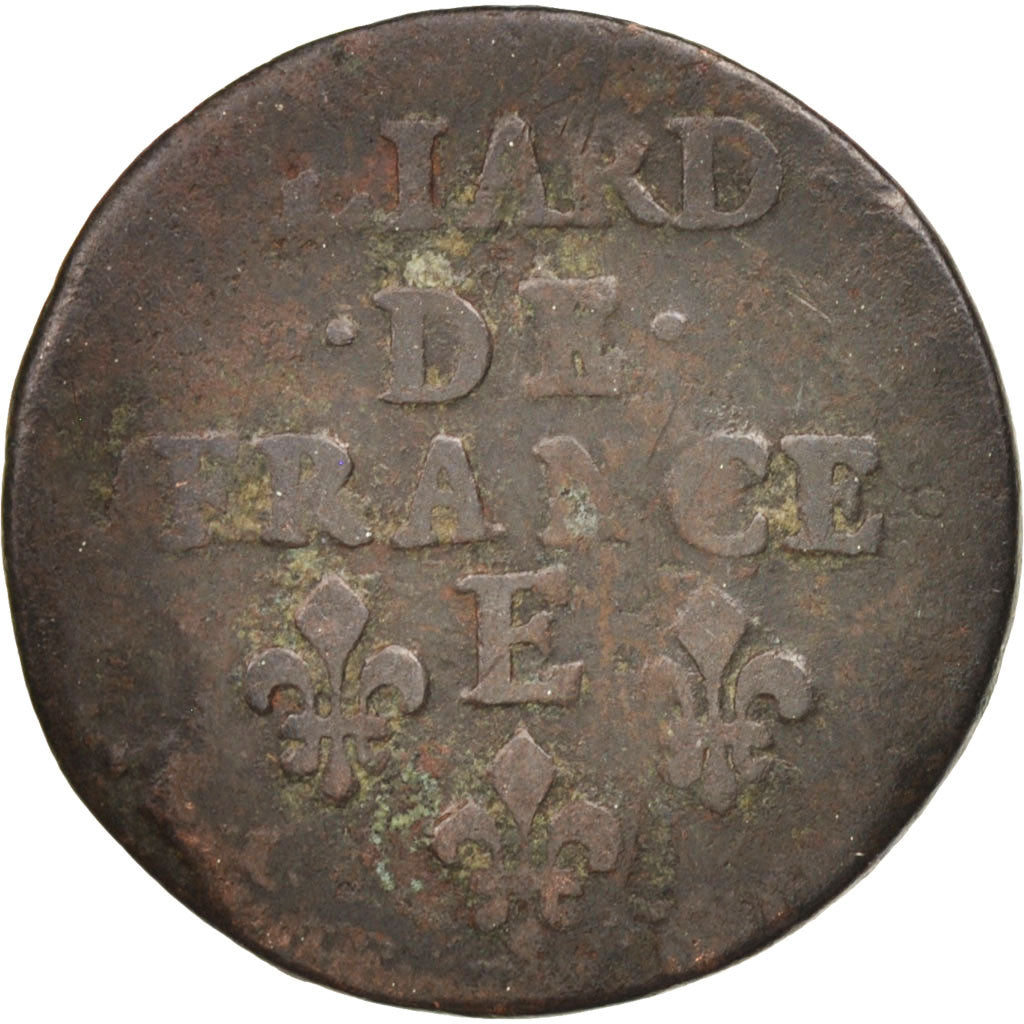 France, Louis XIV, Liard de France, 1657, Meung-sur-Loire, VF(20-25), KM:192.6