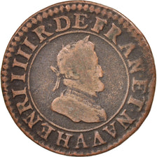 France, Henri IV, Double Tournois, 1599, Paris, VF(20-25), Copper, CGKL:222