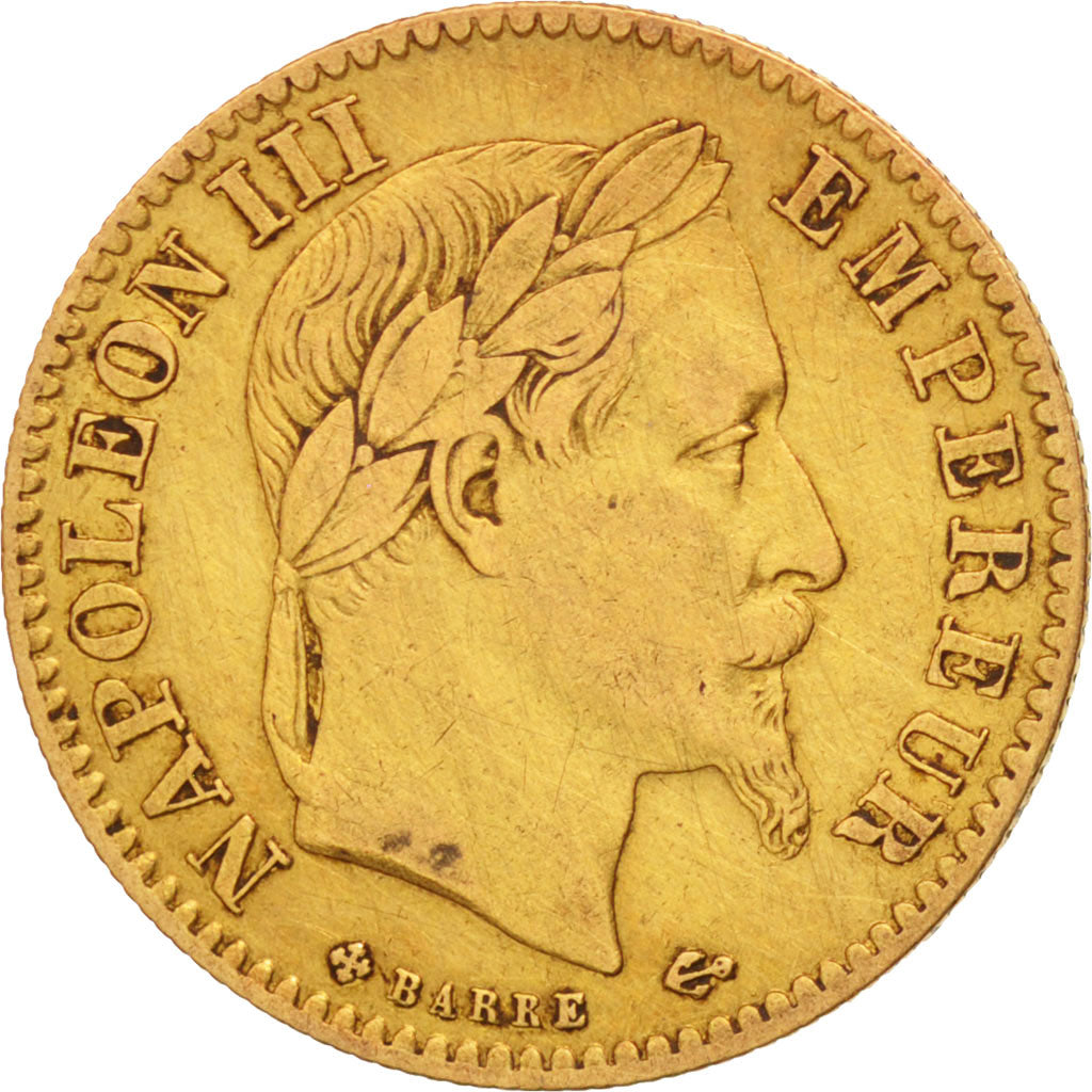France, Napoleon III, 10 Francs, 1866, Strasbourg, EF(40-45), KM:800.2