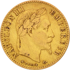 France, Napoleon III, 10 Francs, 1866, Strasbourg, EF(40-45), KM:800.2