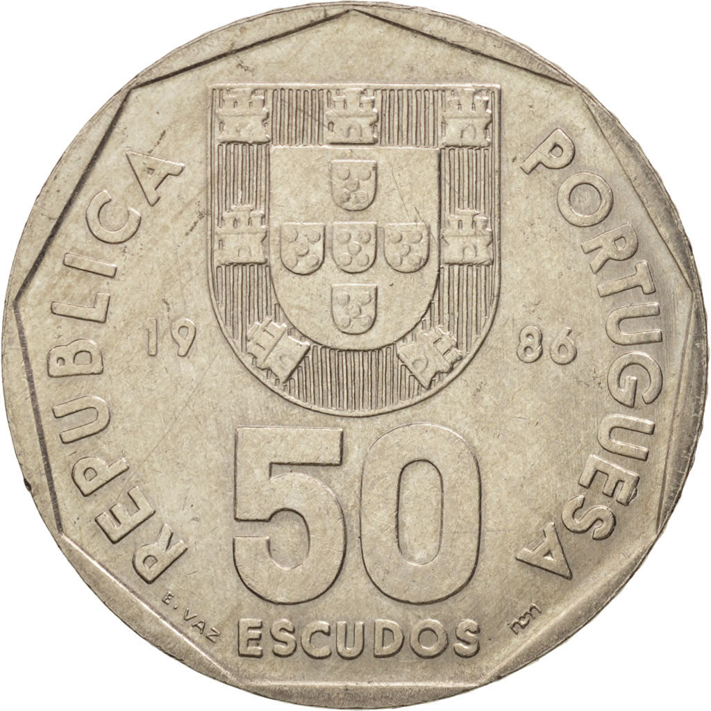 Coin, Portugal, 50 Escudos, 1986, MS(60-62), Copper-nickel, KM:636