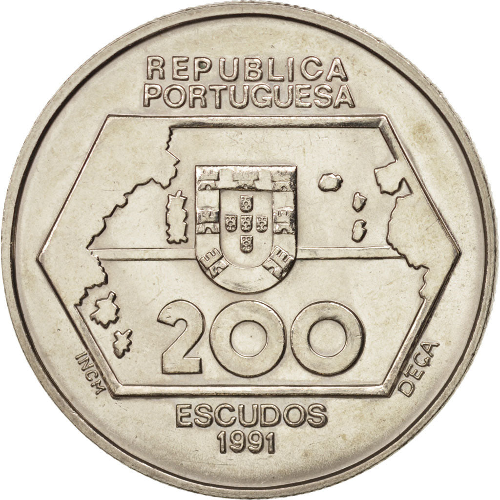 Coin, Portugal, 200 Escudos, 1991, MS(64), Copper-nickel, KM:659