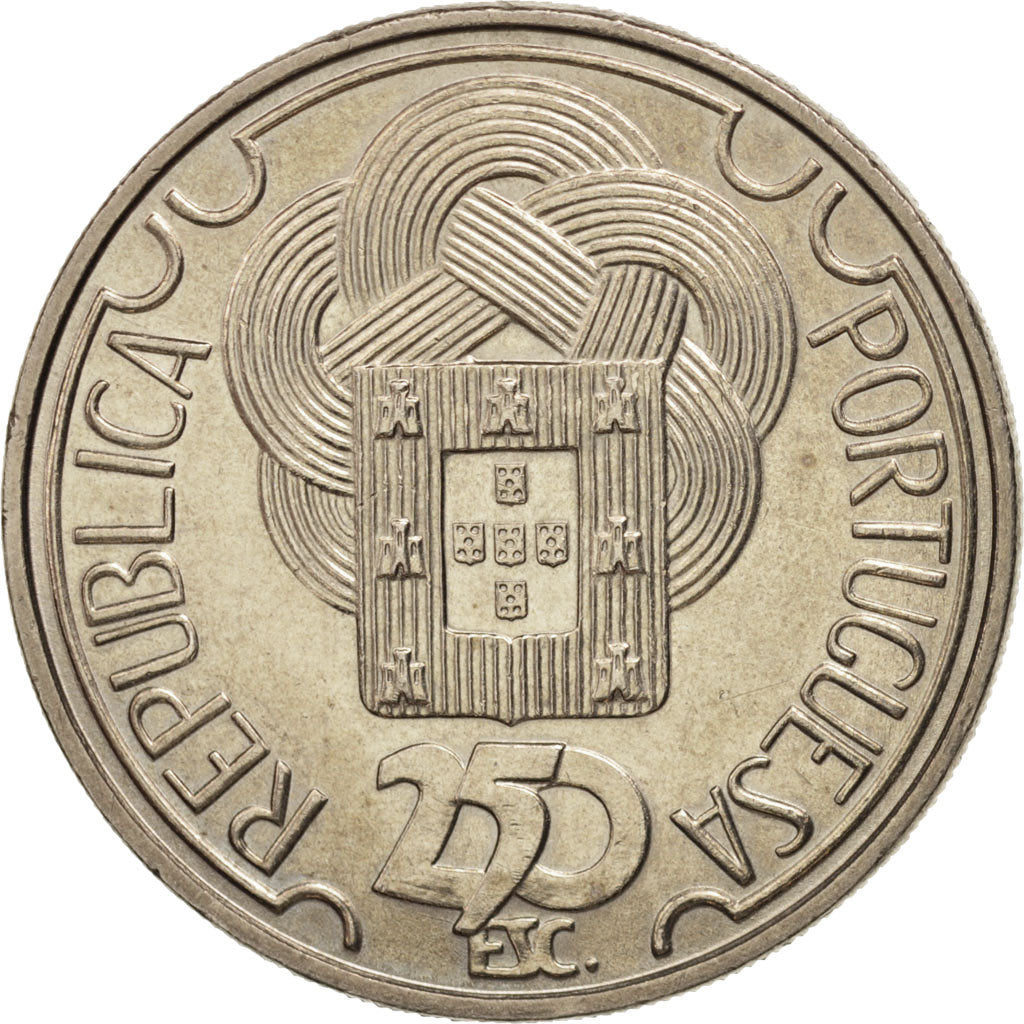 Coin, Portugal, 250 Escudos, 1988, MS(64), Copper-nickel, KM:643