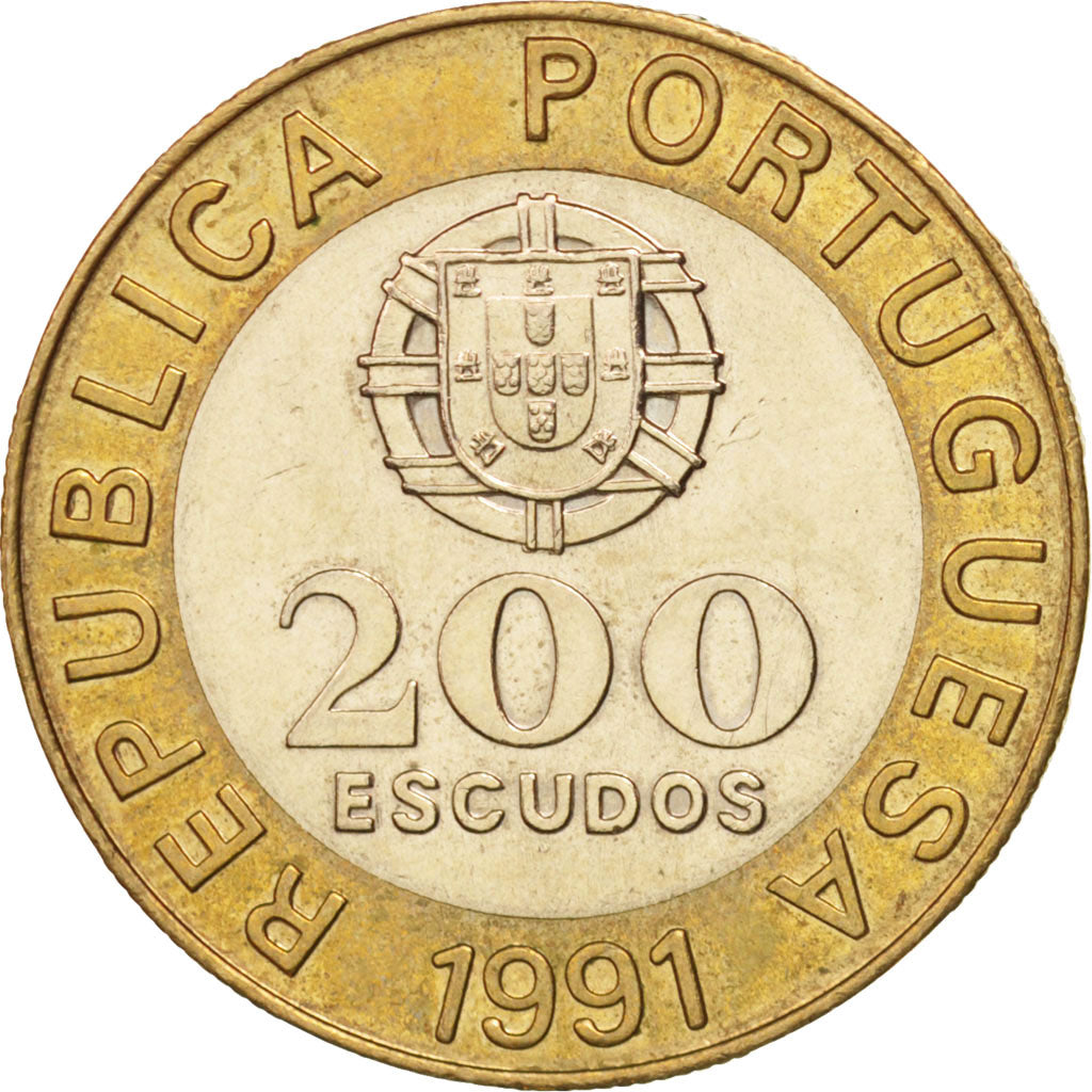 Portugal, 200 Escudos, 1991, MS(63), Bi-Metallic, KM:655