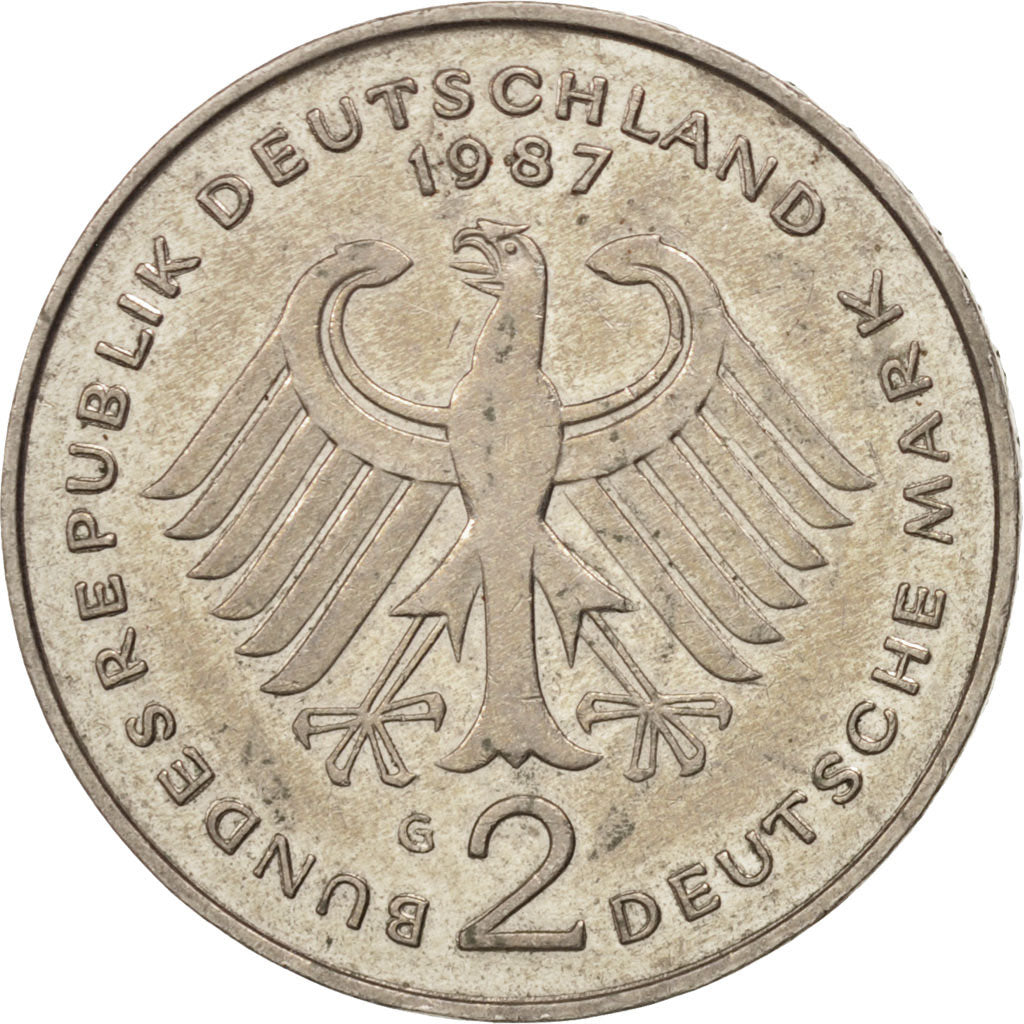 Bundesrepublik Deutschland, 2 Mark, 1987, Karlsruhe, AU(50-53), KM:149