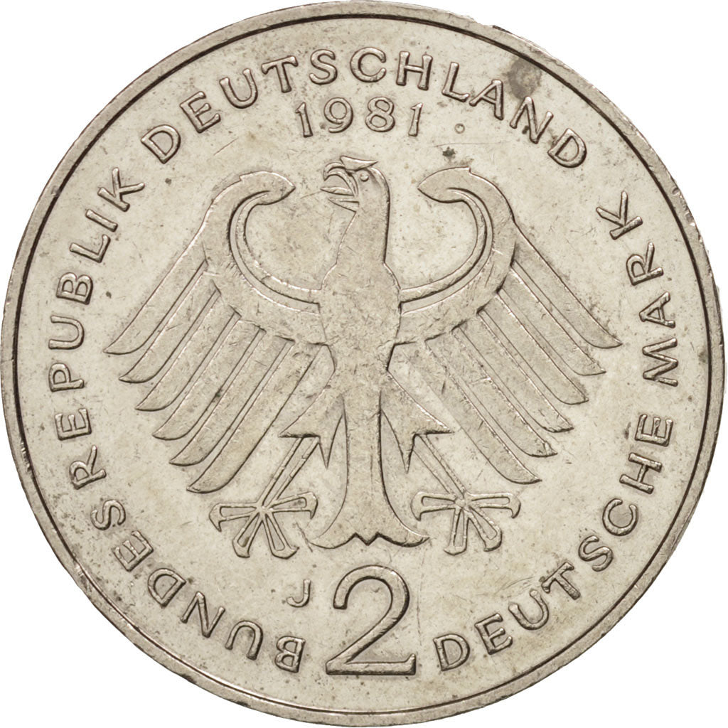 GERMANY - FEDERAL REPUBLIC, 2 Mark, 1981, Hambourg, AU(50-53), KM:124