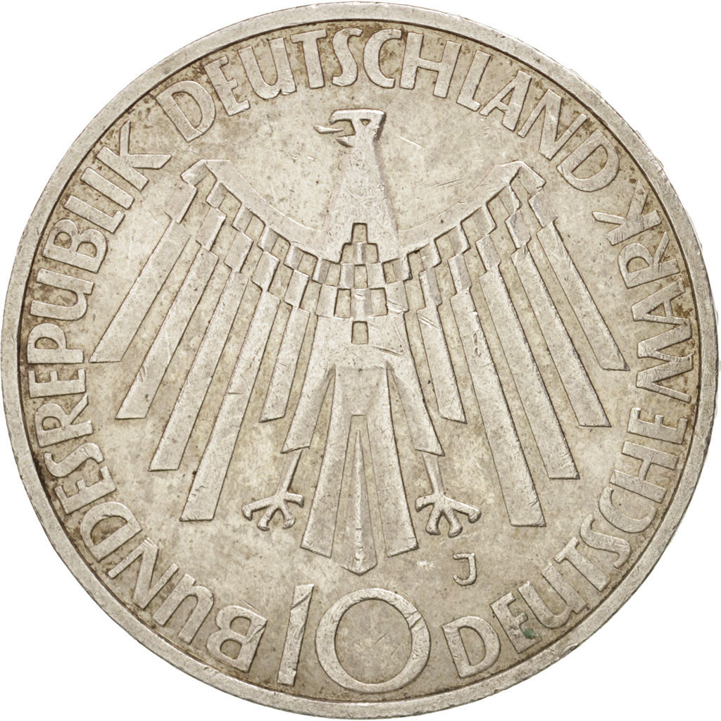 Coin, GERMANY - FEDERAL REPUBLIC, 10 Mark, 1972, Hambourg, AU(50-53), Silver