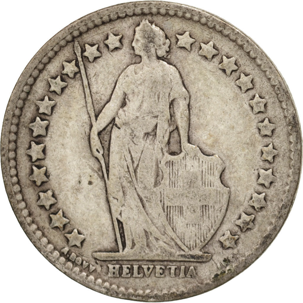 Switzerland, 1/2 Franc, 1916, Bern, VF(20-25), Silver, KM:23
