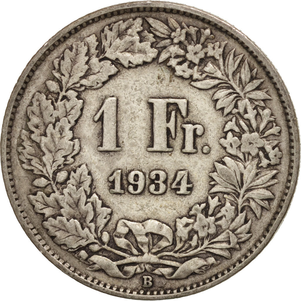 Switzerland, Franc, 1934, Bern, EF(40-45), Silver, KM:24