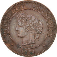 Münze, Frankreich, Cérès, 5 Centimes, 1874, Paris, SS, Bronze, KM:821.1