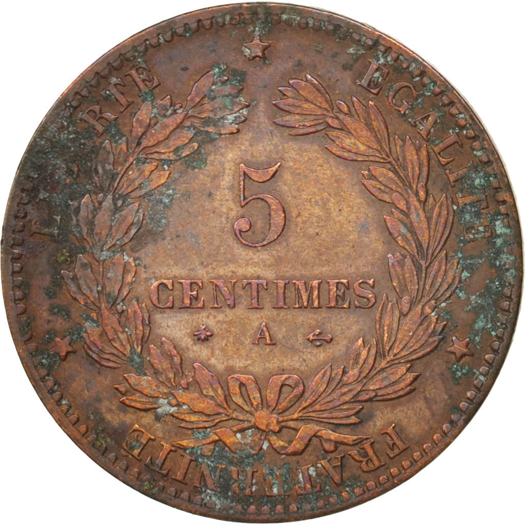 Münze, Frankreich, Cérès, 5 Centimes, 1874, Paris, SS, Bronze, KM:821.1