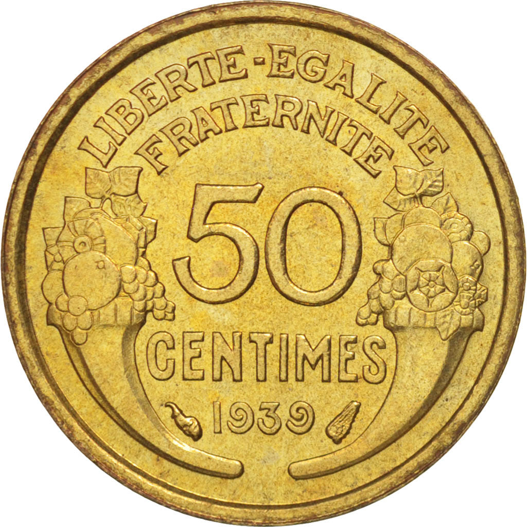 France, Morlon, 50 Centimes, 1939, MS(63), Aluminum-Bronze, KM:894.1