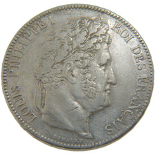 FRANCE, Louis-Philippe, 5 Francs, 1837, Rouen, KM #749.2, EF(40-45), Silver,...