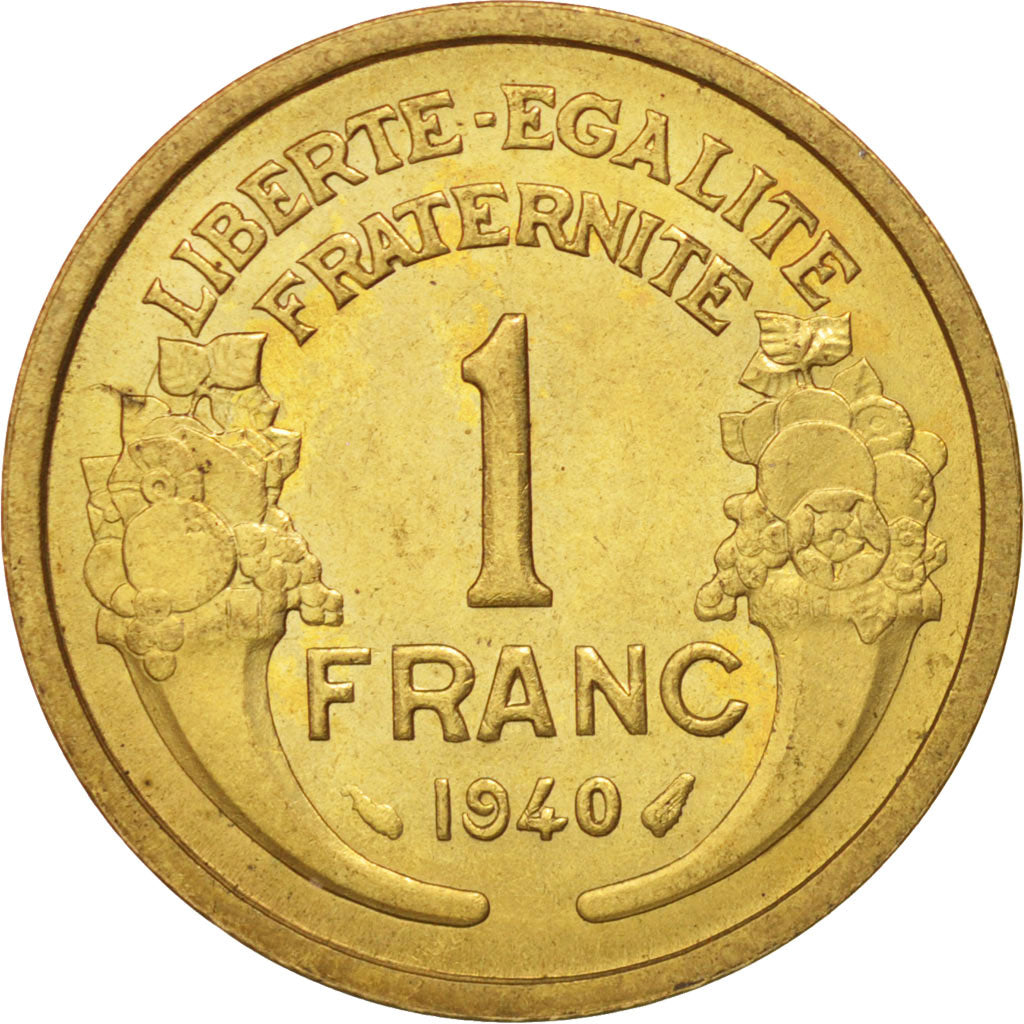 France, Morlon, Franc, 1940, MS(64), Aluminum-Bronze, KM:885, Gadoury:470