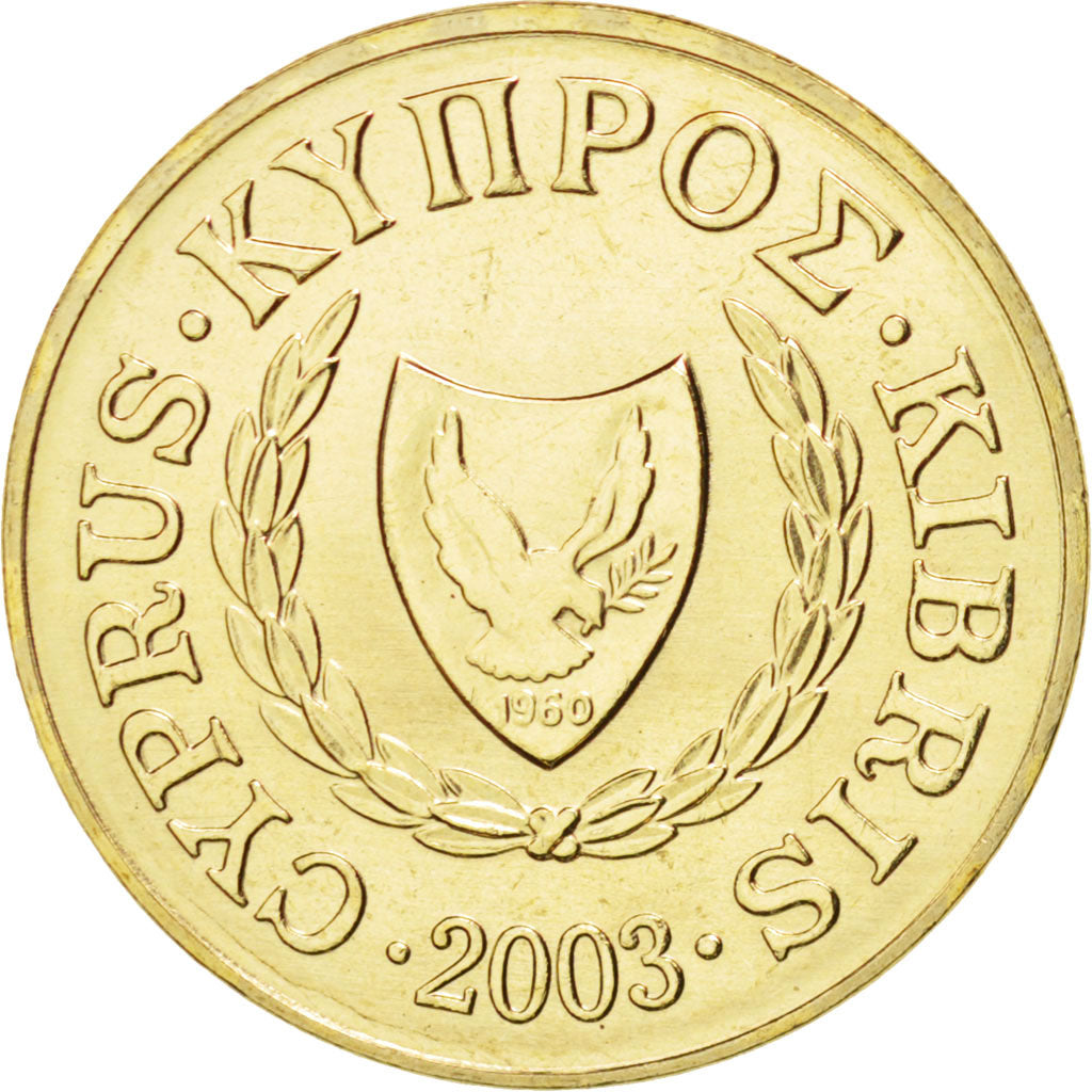 Cyprus, 2 Cents, 2003, MS(65-70), Nickel-brass, KM:54.3