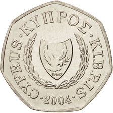 Cyprus, 50 Cents, 2004, MS(65-70), Copper-nickel, KM:66