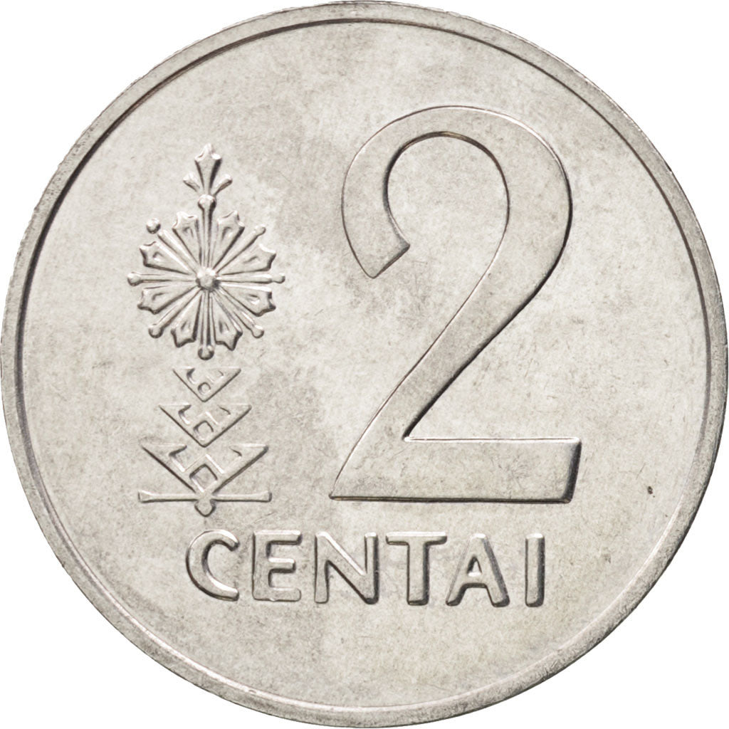 Lithuania, 2 Centai, 1991, MS(64), Aluminum, KM:86