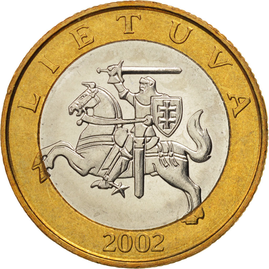 Lithuania, 2 Litai, 2002, MS(65-70), Bi-Metallic, KM:112