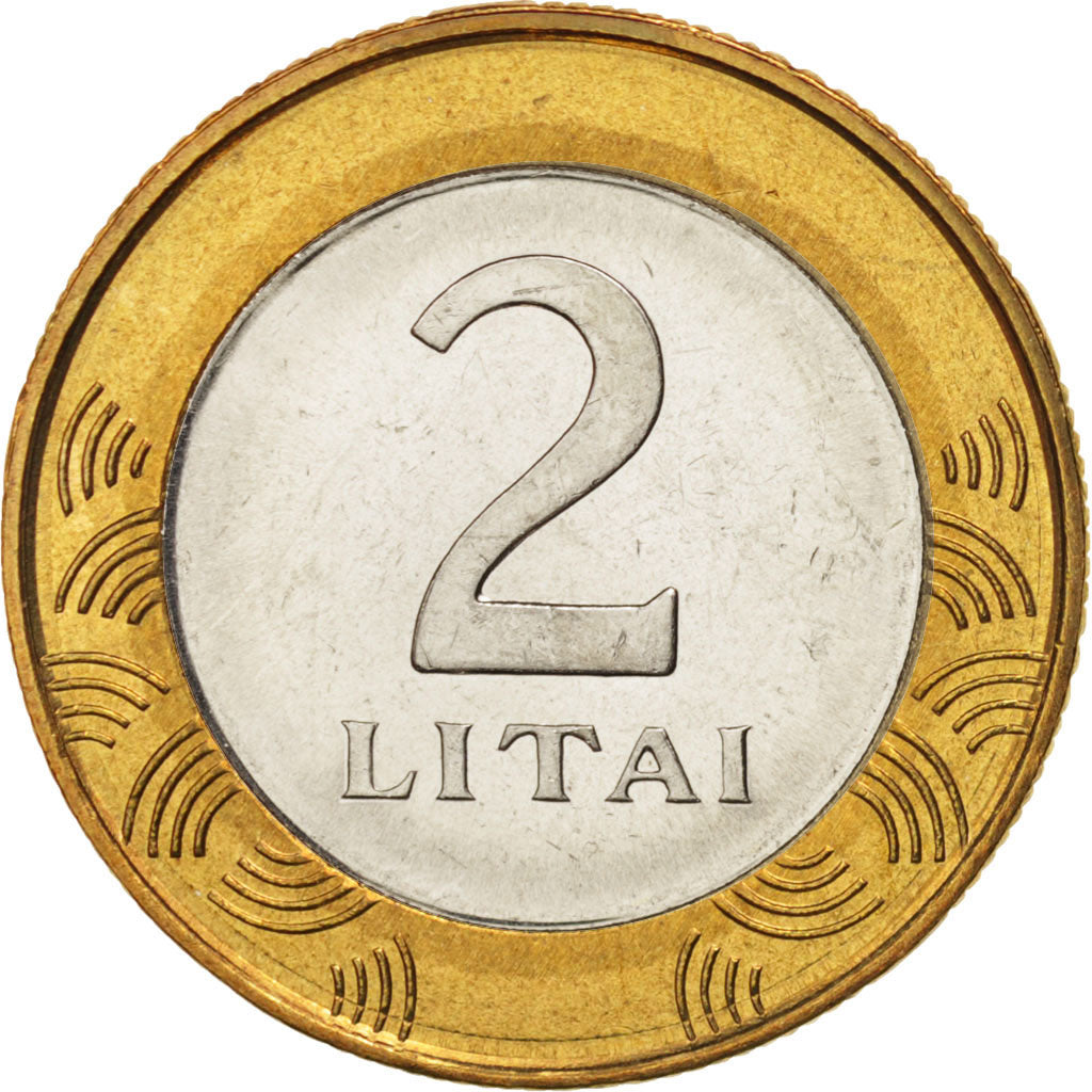 Lithuania, 2 Litai, 2002, MS(65-70), Bi-Metallic, KM:112