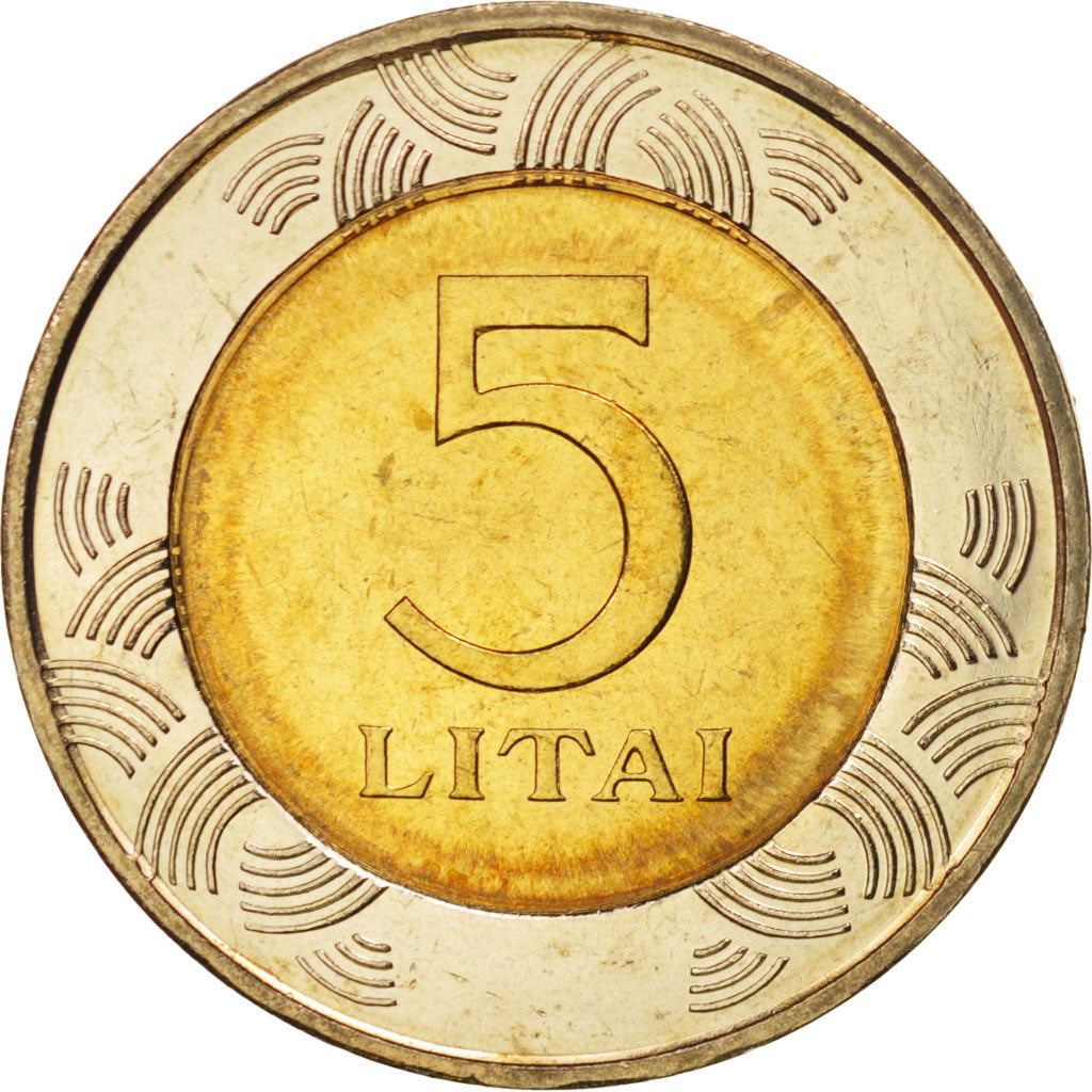 Lithuania, 5 Litai, 1998, MS(65-70), Bi-Metallic, KM:113