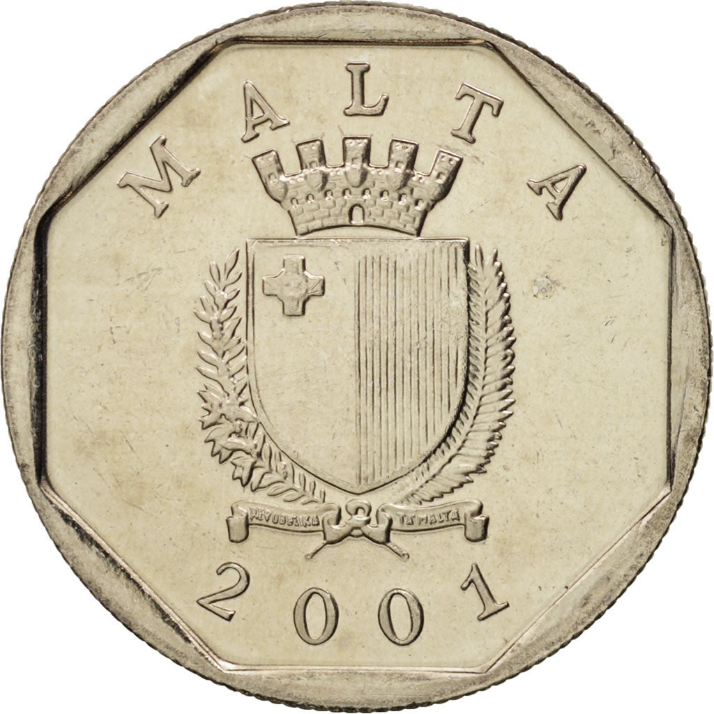 Malta, 5 Cents, 2001, MS(65-70), Copper-nickel, KM:95