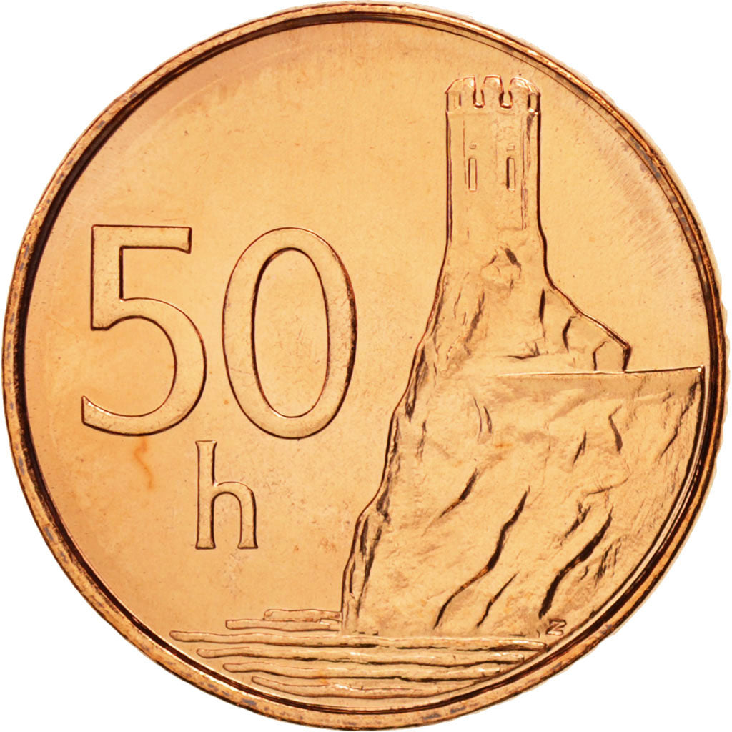 Coin, Slovakia, 50 Halierov, 2004, MS(65-70), Copper Plated Steel, KM:35