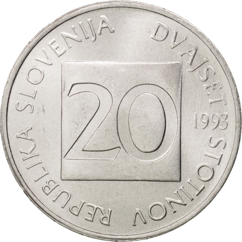 Coin, Slovenia, 20 Stotinov, 1993, MS(65-70), Aluminum, KM:8