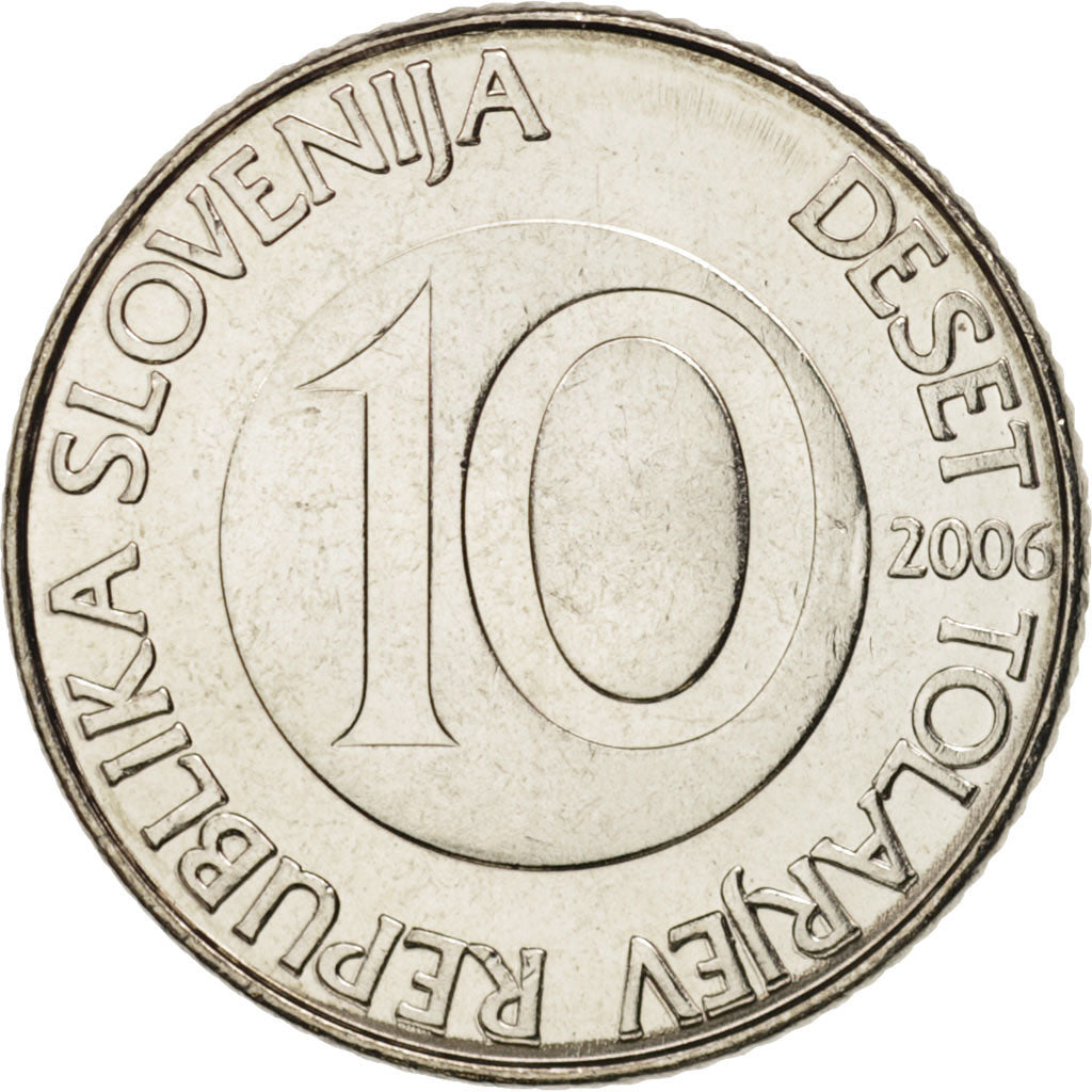 Coin, Slovenia, 10 Tolarjev, 2006, MS(65-70), Copper-nickel, KM:41